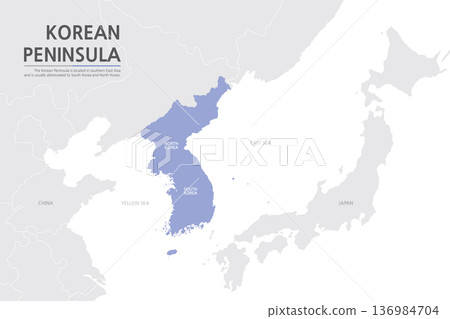 a map of the Korean Peninsula with a light purple background showing the armistice line a map of the Korean Peninsula with a light purple background showing the armistice line 136984704