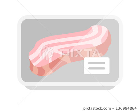 超市包裝中塊狀培根圖示的插圖 136984864