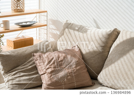 Sunny living room and sofa 136984896