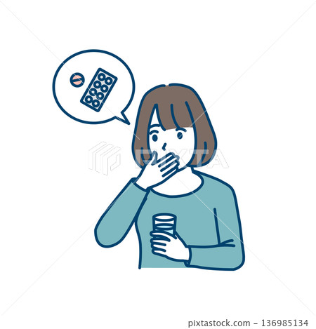 Illustration of a woman taking medicine Illustration of a woman taking medicine 136985134