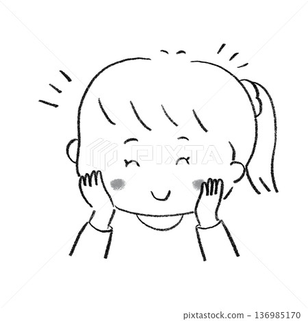 一個女孩如釋重負地笑了。 一個女孩如釋重負地笑了。 136985170