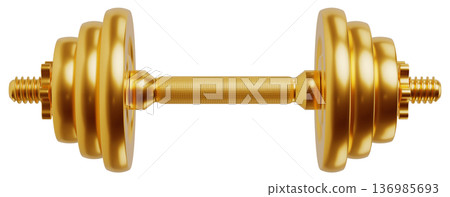 Adjustable Dumbbell with Golden Weight Plates Front View 136985693