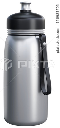 Silver Sport Water Bottle 3D Illustration Silver Sport Water Bottle 3D Illustration 136985703