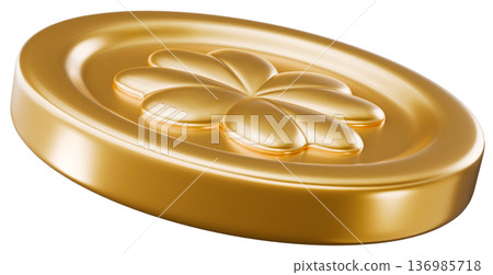 Golden Coin With Shamrock Sign 136985718