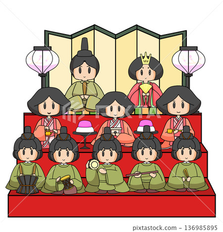 Illustration of Hinamatsuri dolls 136985895