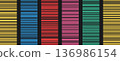 Barcode strip pattern set with straight vertical lines. Thin and thick vertical stripes. Clean geometric bg. 136986154