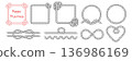 Hand drawn rope brush frames and dividers. Braided cord borders in square and round shapes with knots. Decorative rope lines. Cowboy rodeo concept 136986169