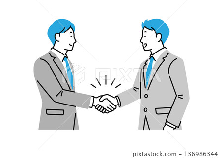 An illustration of two businessmen shaking hands An illustration of two businessmen shaking hands 136986344