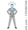 Illustration of a male business person standing with his hands on his hips 136986346
