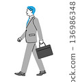 Illustration of a male businessman walking with a business bag in one hand 136986348