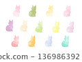 Watercolor cat silhouette set 136986392