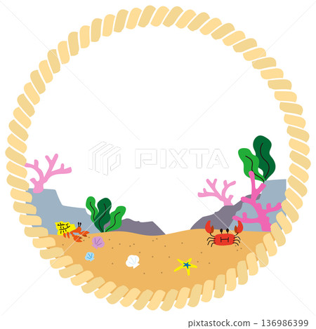 海底海洋背景插圖素材,包含螃蟹和寄居蟹 海底海洋背景插圖素材,包含螃蟹和寄居蟹 136986399