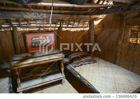 Portrait of the founders of Communism (Marx, Engels, Lenin, Stalin and Mao Zedong) in an adobe hut Portrait of the founders of Communism (Marx, Engels, Lenin, Stalin and Mao Zedong) in an adobe hut 136986420