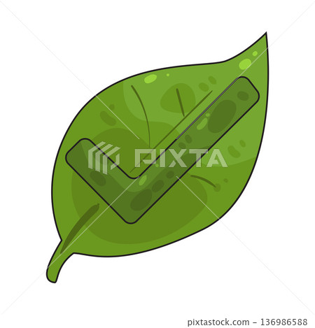 Illustration of Leaf with Check Illustration of Leaf with Check 136986588