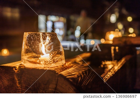 Fantastic ice candles that light up the winter nights of Tsumago-juku Fantastic ice candles that light up the winter nights of Tsumago-juku 136986697