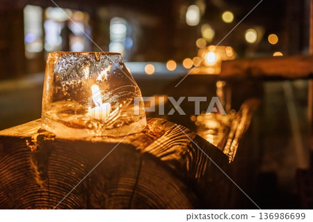 Fantastic ice candles that light up the winter nights of Tsumago-juku 136986699