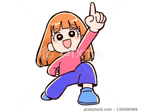 一個女孩擺出舞蹈姿勢 一個女孩擺出舞蹈姿勢 136986966