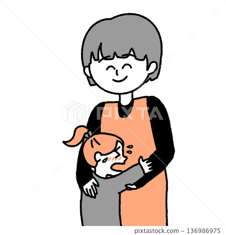 Illustration of someone comforting a crying girl Illustration of someone comforting a crying girl 136986975