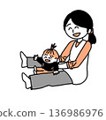 Illustration of a mother playing with her baby 136986976