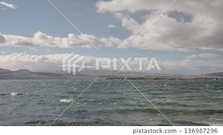 lake Sevan in Armenia windy autumn season lake Sevan in Armenia windy autumn season 136987296