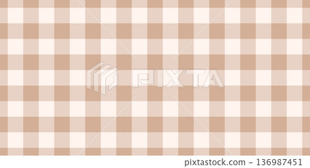 Beige gingham fabric seamless pattern. Cute check plaid. Picnic kitchen tablecloth texture. Gingham square vintage texture. Vector illustration isolated on white background Beige gingham fabric seamless pattern. Cute check plaid. Picnic kitchen tablecloth texture. Gingham square vintage texture. Vector illustration isolated on white background 136987451