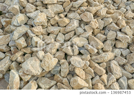 Texture of natural crushed stone used in construction and civil engineering works 136987453