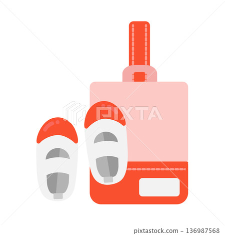 紅色室內鞋和室內鞋袋的示意圖 136987568