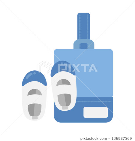 藍色室內鞋和室內鞋盒示意圖 藍色室內鞋和室內鞋盒示意圖 136987569