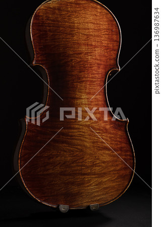 Studio photography of the famous Leandro Bijacchi violin, a high-end classical string instrument 136987634