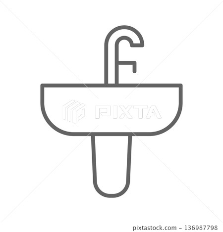 washbasin icon. Line vector icon on white background. High quality design element. Vector icon 136987798