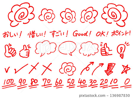 [Teacher/Instructor] Test Grading Handwritten Illustration Material [Cram School/Education] 136987830