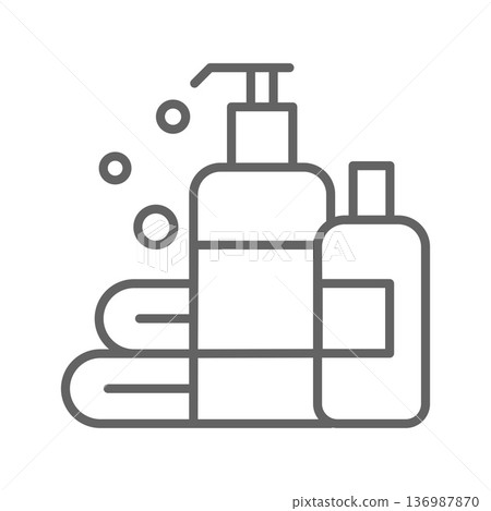 Bathroom supplies icon. Line vector icon on white background. High quality design element. Vector icon Bathroom supplies icon. Line vector icon on white background. High quality design element. Vector icon 136987870