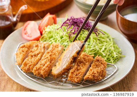 Pork loin cutlet set meal 136987919