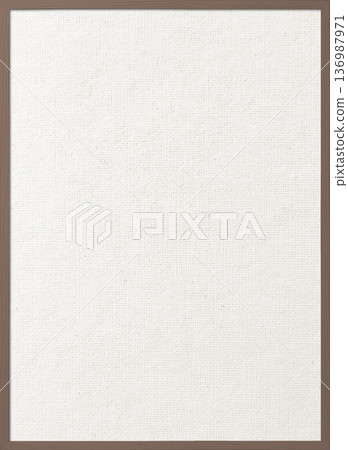 A vertical background image of a white cotton-linen canvas board with a narrow brown wooden frame A vertical background image of a white cotton-linen canvas board with a narrow brown wooden frame 136987971