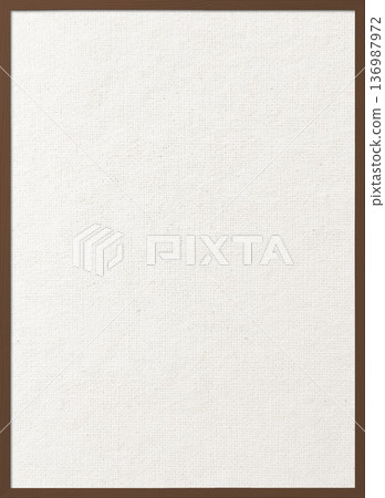 A vertical background image of a white cotton-linen canvas board with a thin dark brown wooden frame 136987972