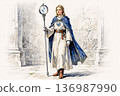 A female wizard wearing a cloak 136987990