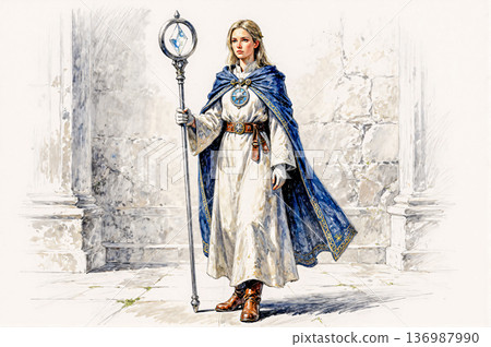 A female wizard wearing a cloak 136987990