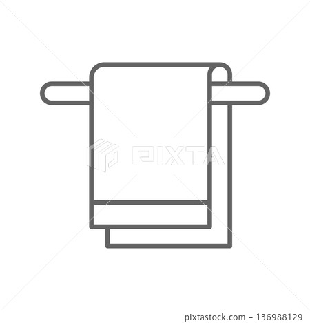 Bathroom Towel icon. Line vector icon on white background. High quality design element. Editable linear style stroke. Vector icon 136988129