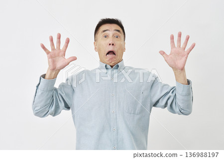 Surprised man on white background Surprised man on white background 136988197