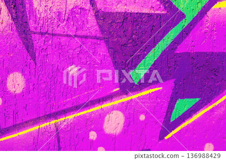 Abstract Urban Graffiti Art with Purple, Pink, Green and Yellow Colors in 90s, Y2K Street Style Abstract Urban Graffiti Art with Purple, Pink, Green and Yellow Colors in 90s, Y2K Street Style 136988429
