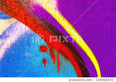 Colorful Urban Graffiti Detail with Purple, Red, Yellow, Blue for 90s, Y2K Street Style Colorful Urban Graffiti Detail with Purple, Red, Yellow, Blue for 90s, Y2K Street Style 136988430
