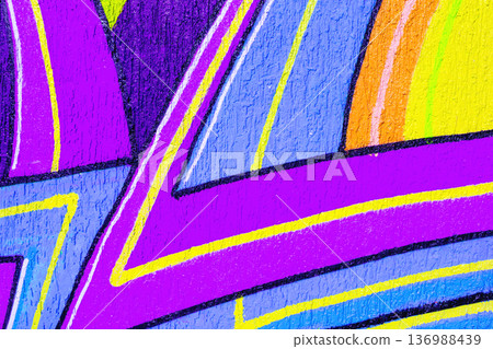 Colorful Urban Graffiti Art with Blue, Purple, Yellow, Orange in 90s Y2K Street Style Colorful Urban Graffiti Art with Blue, Purple, Yellow, Orange in 90s Y2K Street Style 136988439