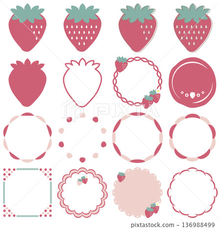 No text Cute strawberry frame set Decorative material Strawberry picking Spring outing Sweets fair 01 No text Cute strawberry frame set Decorative material Strawberry picking Spring outing Sweets fair 01 136988499
