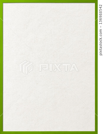 A vertical background image of a cotton-linen canvas board with a narrow dark yellow-green wooden frame 136988542