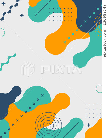 Orange and teal fluid geometric abstract background design 136988545