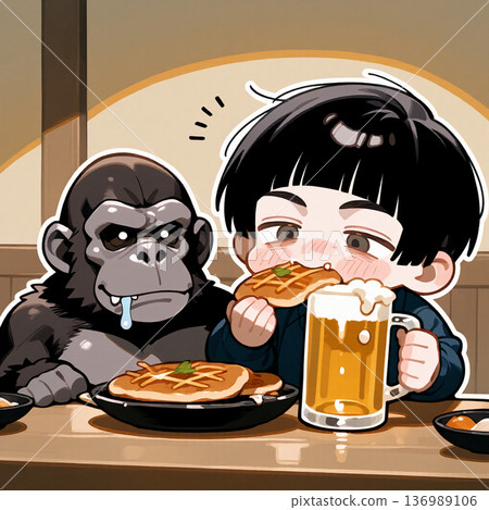 一名男子在酒吧喝啤酒 136989106