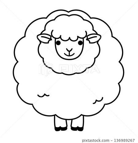 毛茸茸的綿羊正面圖向量圖 136989267
