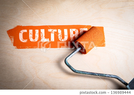 CULTURE Transformation Concept With Paint Roller Creating Organizational Identity 136989444