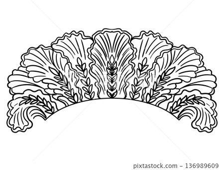 Decorative ornament with ripe ears of grain crops vector Decorative ornament with ripe ears of grain crops vector 136989609