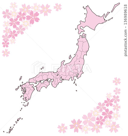 Cherry blossoms and the Japanese archipelago 136989618